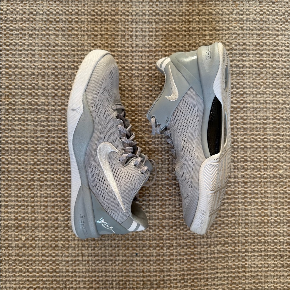 Nike Kids Kobe 8 (GS) Gray and White Sneakers
